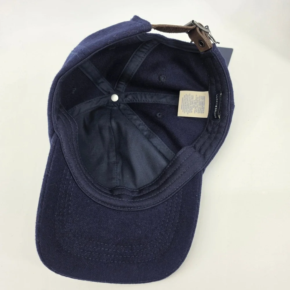 NWT Lucky Brand Coors Light Baseball Hat Navy Wool Blend Leather Strap Cap
